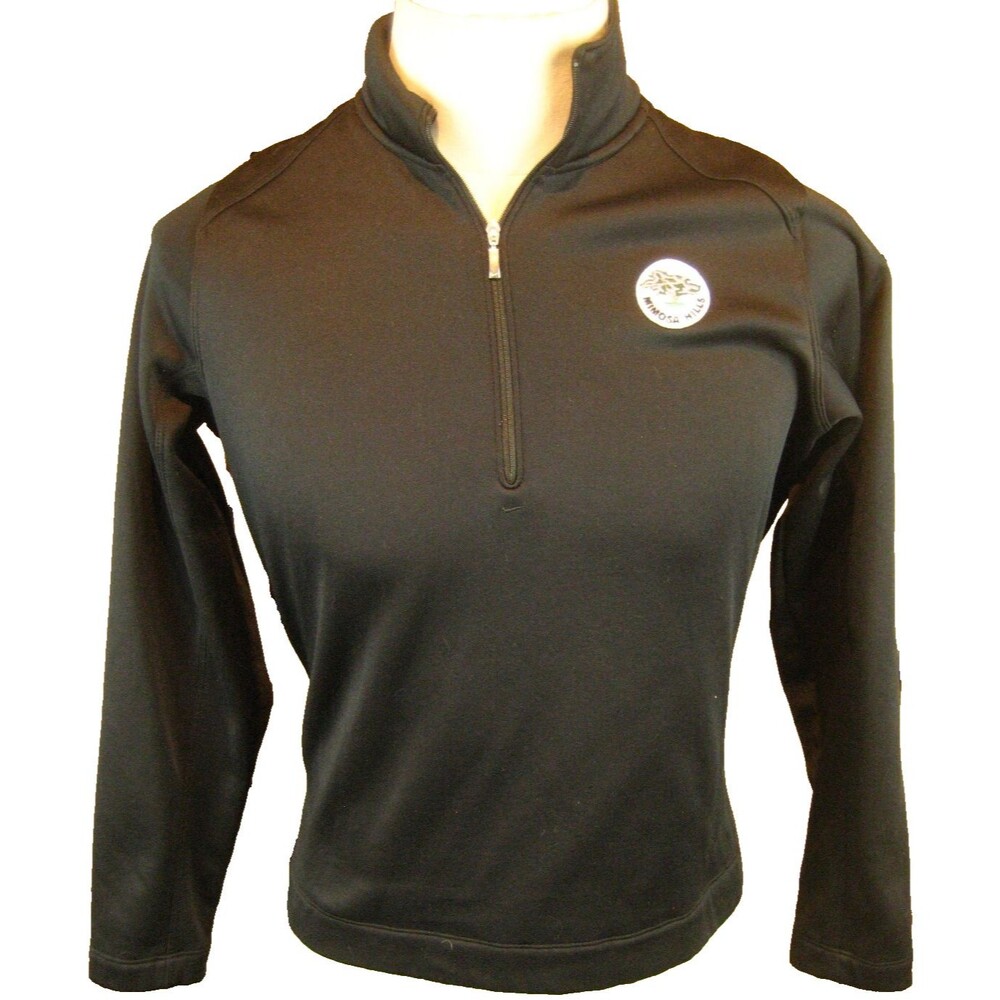 Womens Nike Therma Fit Black LS 1/4 Zip Jacket Shirt w Mimosa Hills Logo sz Med